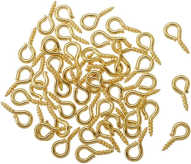 MSCFTFB 1400 Pieces Mini Screw Eye Hooks 5x12mm Metal Eyelets Eye Pins for Bracelet Earring Necklace Anklet Jewelry Making Pendant Charms DIY Wine Cork Bottle Charms (Gold) - Image 1